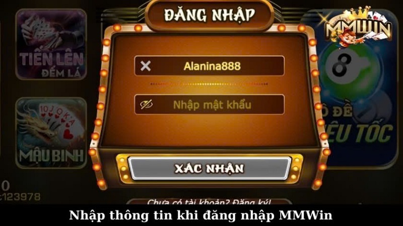 Nhập thông tin khi đăng nhập MMWin